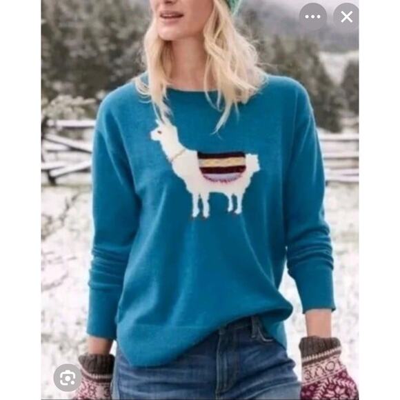SUNDANCE Laid Back Llama Wool Blend Sweater sz Small Turquoise Blue NWT - Picture 8 of 8